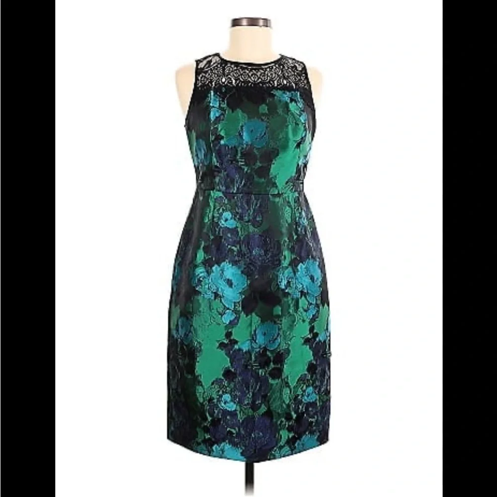 Anthropologie Leifs Dottir Size 2 Green and Blue Floral Lace Dress - Picture 2 of 8